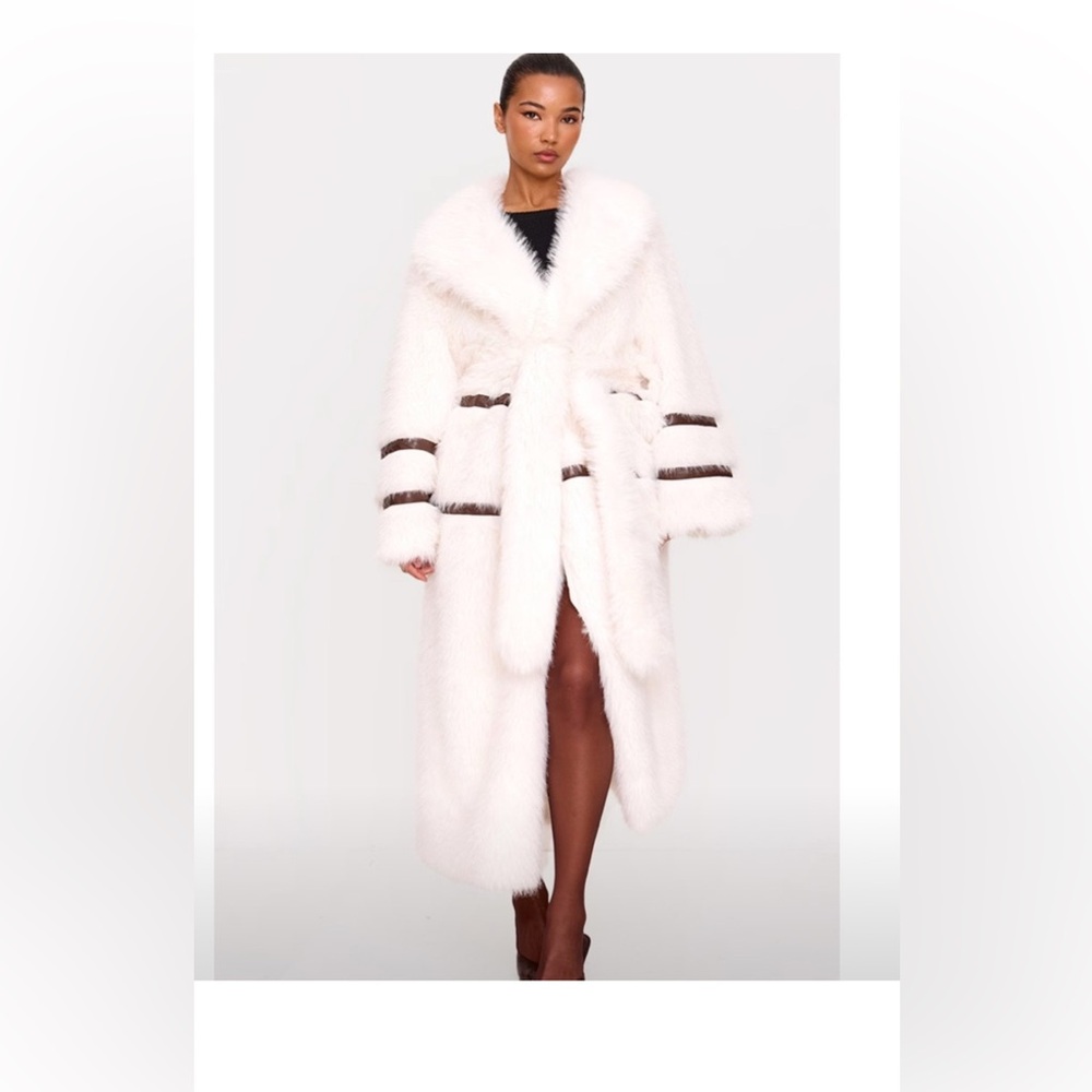 PrettyLittleThing White and Brown Teddy Jacket